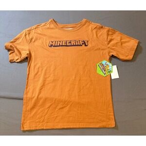 NWT Minecraft Boys Graphic T-Shirt Burnt Orange Logo Tee Size-‎ 14/16